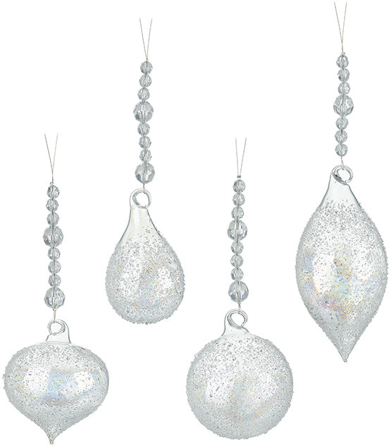 Speckle Glass Droplet Baubles, 8cm