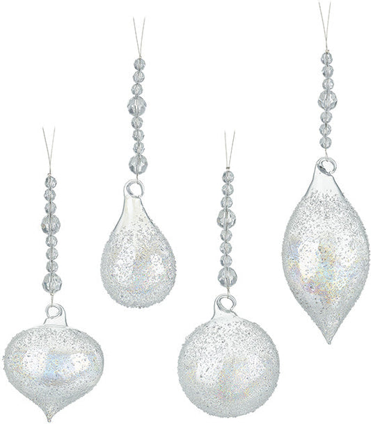 Speckle Glass Droplet Baubles, 8cm