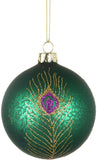 Mottled Green Peacock Bauble, 8cm