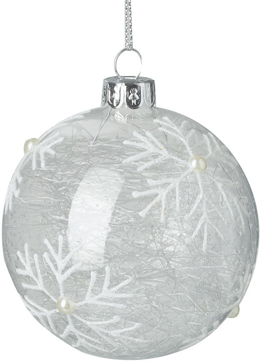 Spun Glass Clear Bauble, 8cm