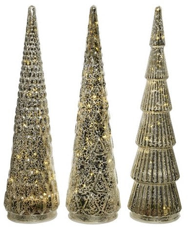 Assorted Mottled Glass Trees, 35cm