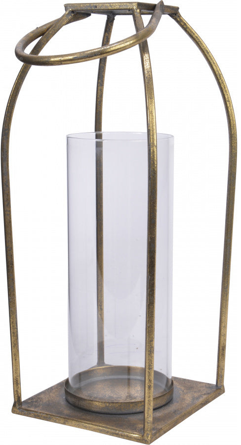 Simple Tarnished Gold Lantern, 37cm