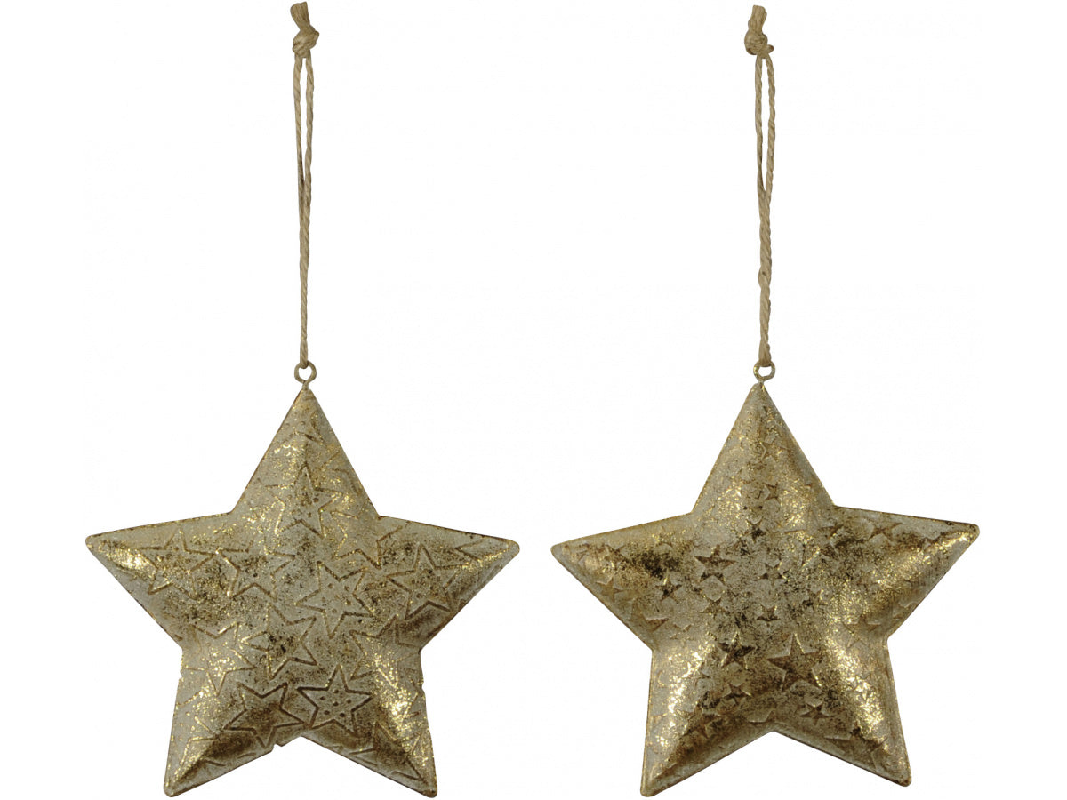 Tarnished Gold Star Hangers, 13.5cm