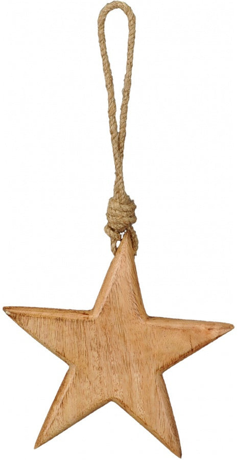 Wood Hanging Star, 18cm