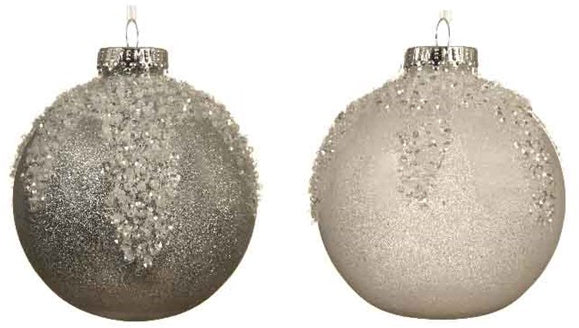 Glitter Ice Baubles, 10cm