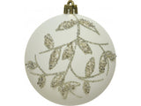 Glitter Leaf Glass Bauble, 8cm