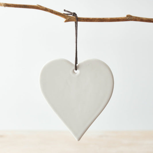 Hanging White Ceramic Heart, 8cm