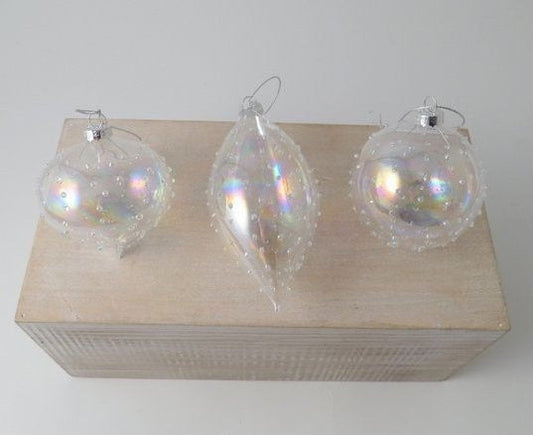 Iridescent Glass Bauble Mix, 8cm