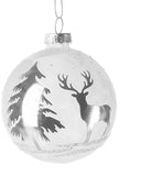 Silver Reindeer Woodland Bauble, 8cm