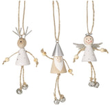 Three Assorted Hanging Festive Characters, 11cm