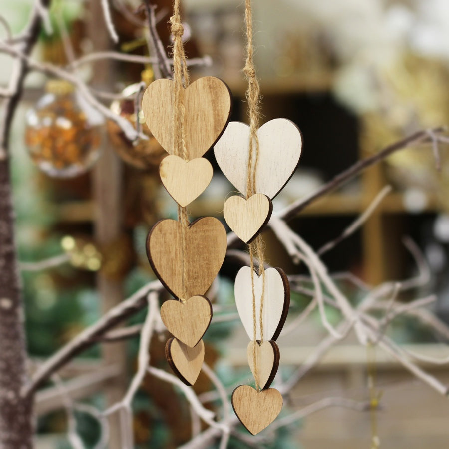 Wooden Cluster Heart Hangers, 30cm