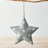 Grey Metal Star With Starry Print, 11cm