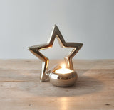 Silver Star T-Light Holder, 13.5cm