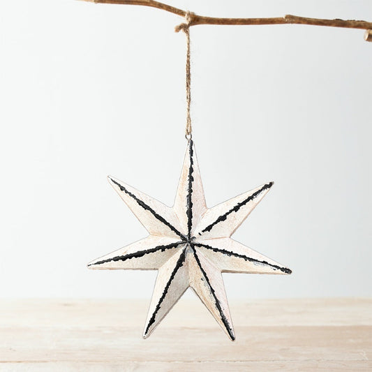 Medium Rustic White Hanging Star, 27cm