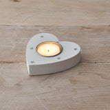 White Heart T-Light Holder, 9cm