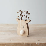 Wooden Reindeer Decoration, 14.5cm