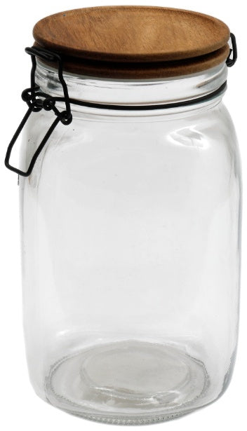 Glass Jar with Acacia Lid, 19cm