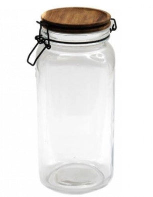 Glass Storage Jar And Acacia Lid 11x26