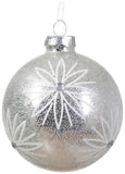 Pack of 3 Shiny Glass Baubles w Transparent Glitter