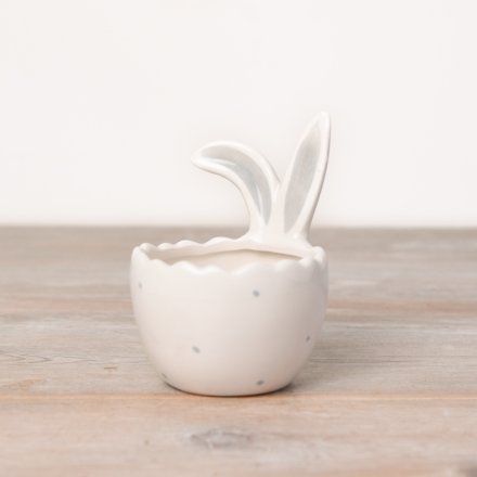 CERAMIC RABBIT EARS EGG CUP, 11CM