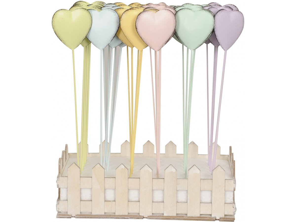 Colorful Heart Metal Garden Stakes CDU 20cm