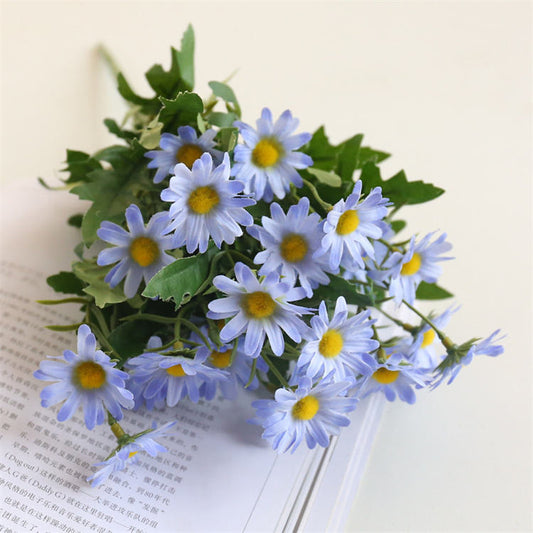 Artificial Silk Daisy Flower Bouquet-Blue