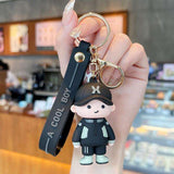 Soft rubber Luminous cool boy fashion keychain with pvc chain