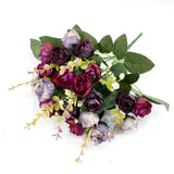 Artificial Mini Rose 7 Branch 21 Heads flower-Purple