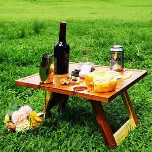 Outdoor camping portable shelf picnic multi-function balcony flower rack self driving tour multilayer solid wood folding shelf