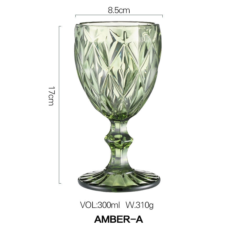 Embossed glass water cup amber 300ml