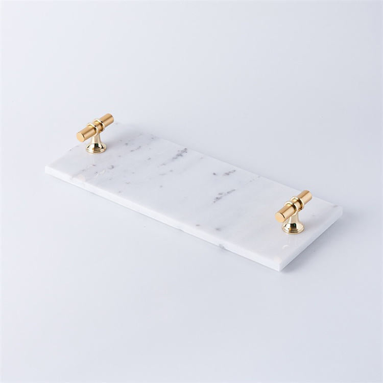 Decorative Candle Serving Tray With Gold Metal Handles