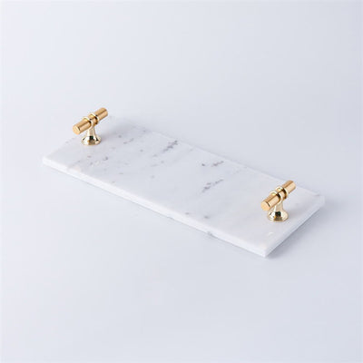 Decorative Candle Serving Tray With Gold Metal Handles