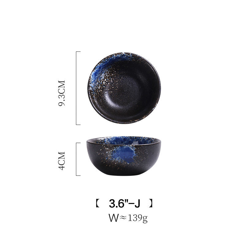 3.6 inch black blue Japanese bowl