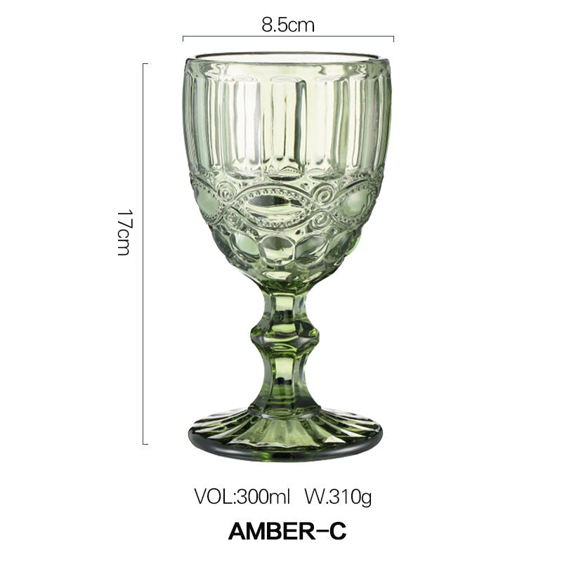 Green French vintage wine glass