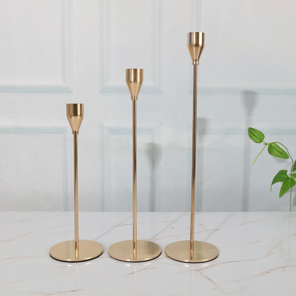 Gold Metal Candle Holder Set of 3 ( 23cm;28cm;33cm High)