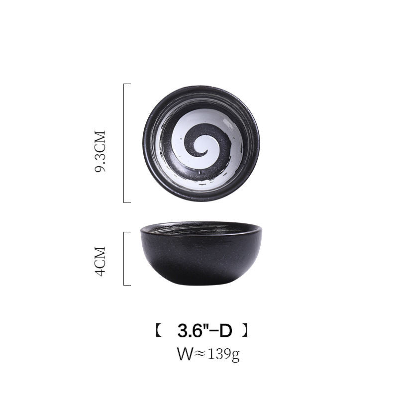 3.6 inch black vortex Japanese bowl