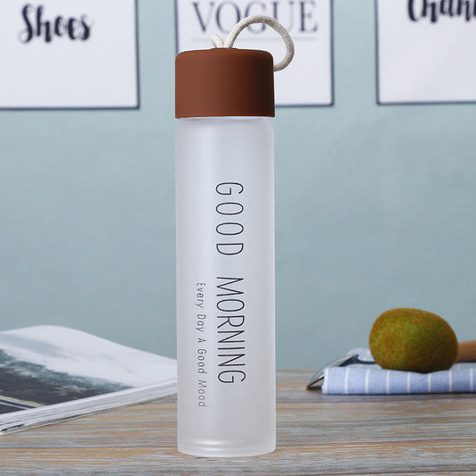 500ml Frosted Matt Glass Water Bottle Brown