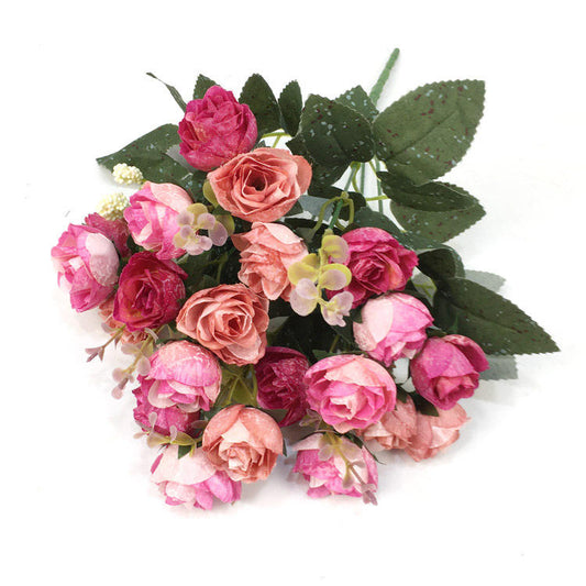 Artificial Mini Rose 7 Branch 21 Heads flower-Dark Pink