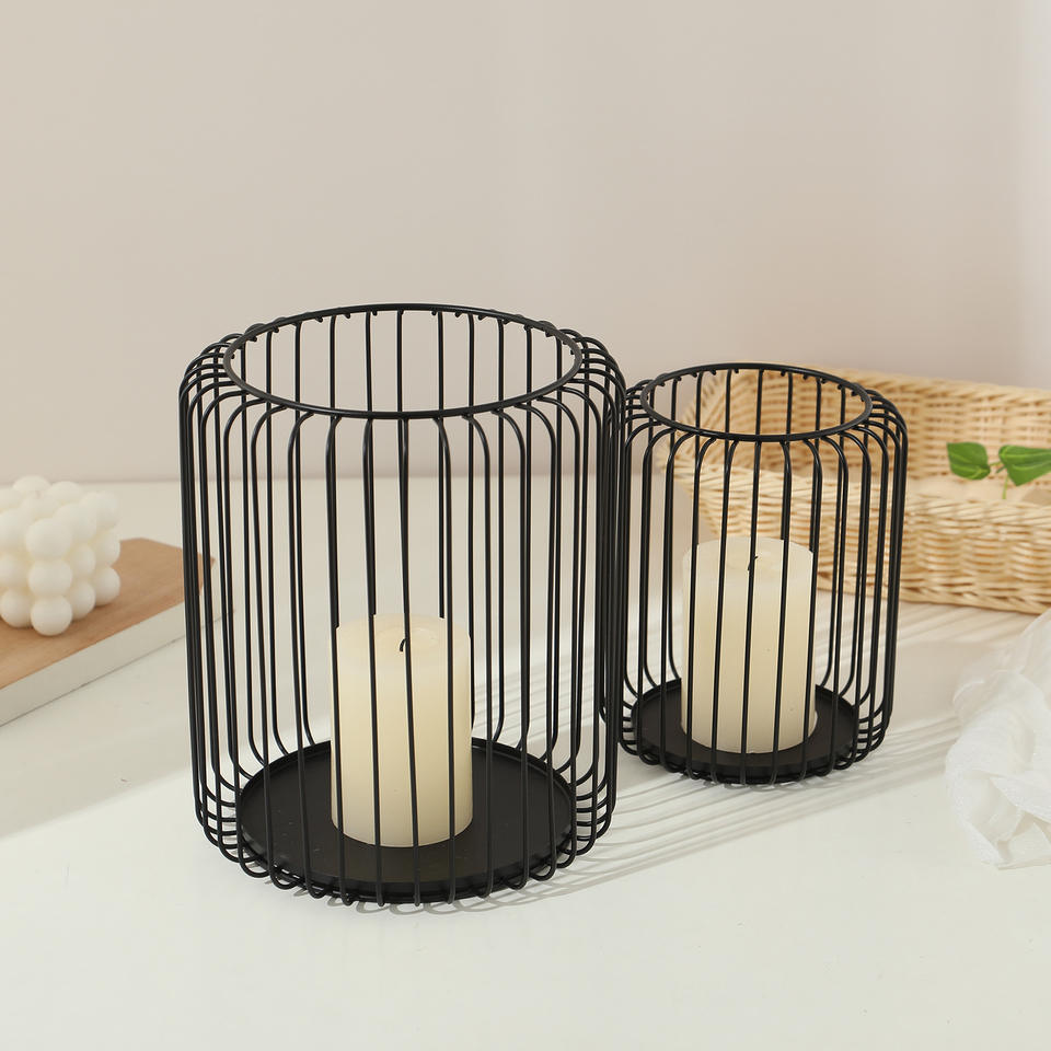 Large retro metal iron wire lantern candle holder