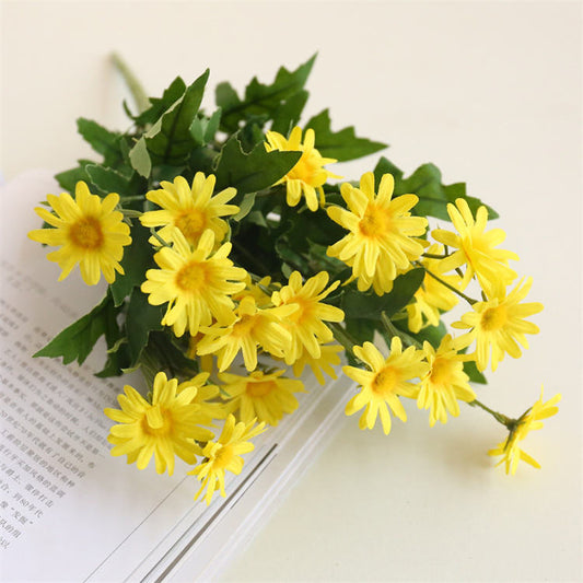 Artificial Silk Daisy Flower Bouquet-Yellow