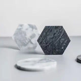 Marble coaster hexagonal White