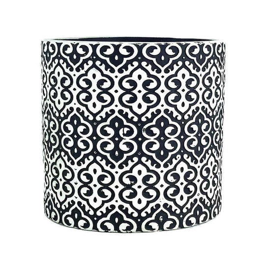 BLACK  SPIRCLE CERAMIC FLOWERPOT