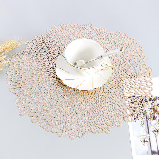 Romantic pvc rose gold plastic placemats for kitchen dining table decorative table mats