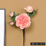 Artificial Flowers Fake Peony Silk Bouquet-Dark Pink