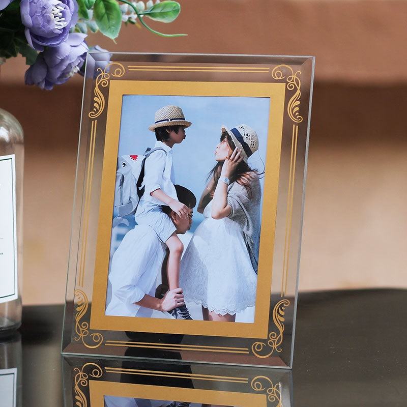 Luxury Crystal glass photo frame table wedding family portrait lace framed