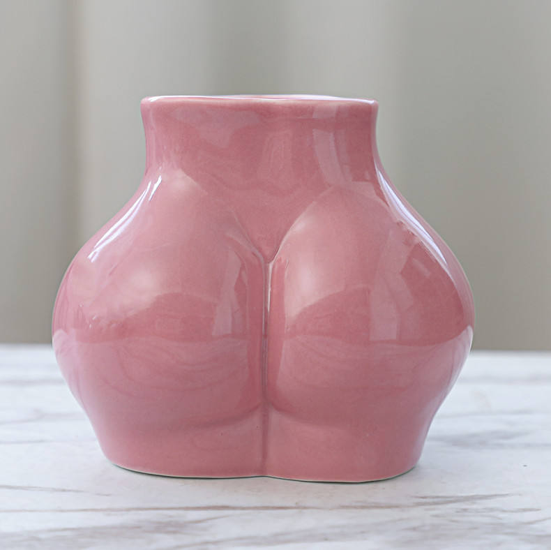 Mini Ceramic Body Art Ass succulent holder