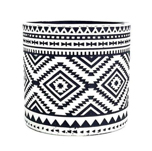 Black Block Ceramic Flowerpot - Modern Design Style, Eco-Friendly, Round Shape, 13.5x13.5x12.5 CM