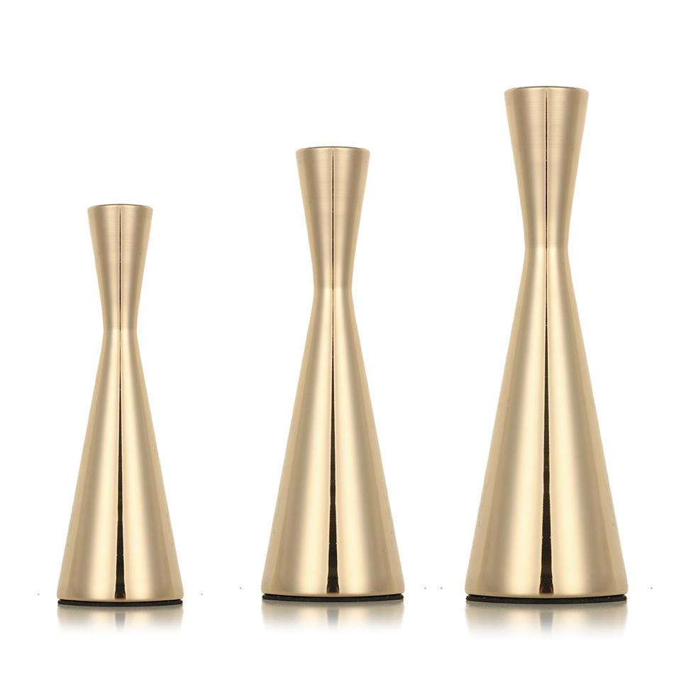 Luxury Flolenco Home Decor Accessories - Modern Gold Wedding Table Centerpiece - Set of 3 Metal Candlestick Holders - Elegant and Stylish for Weddings, Special Events, or Sophisticated Home Decor