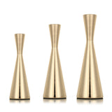 Luxury flolenco home decor accessories modern gold wedding table centerpiece candlestick holders metal candle holders S/3