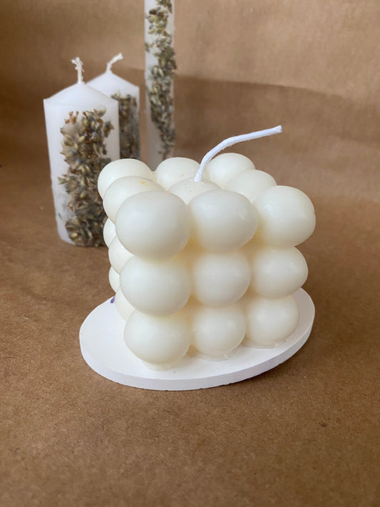 Bubble White Soy Candle - Handmade